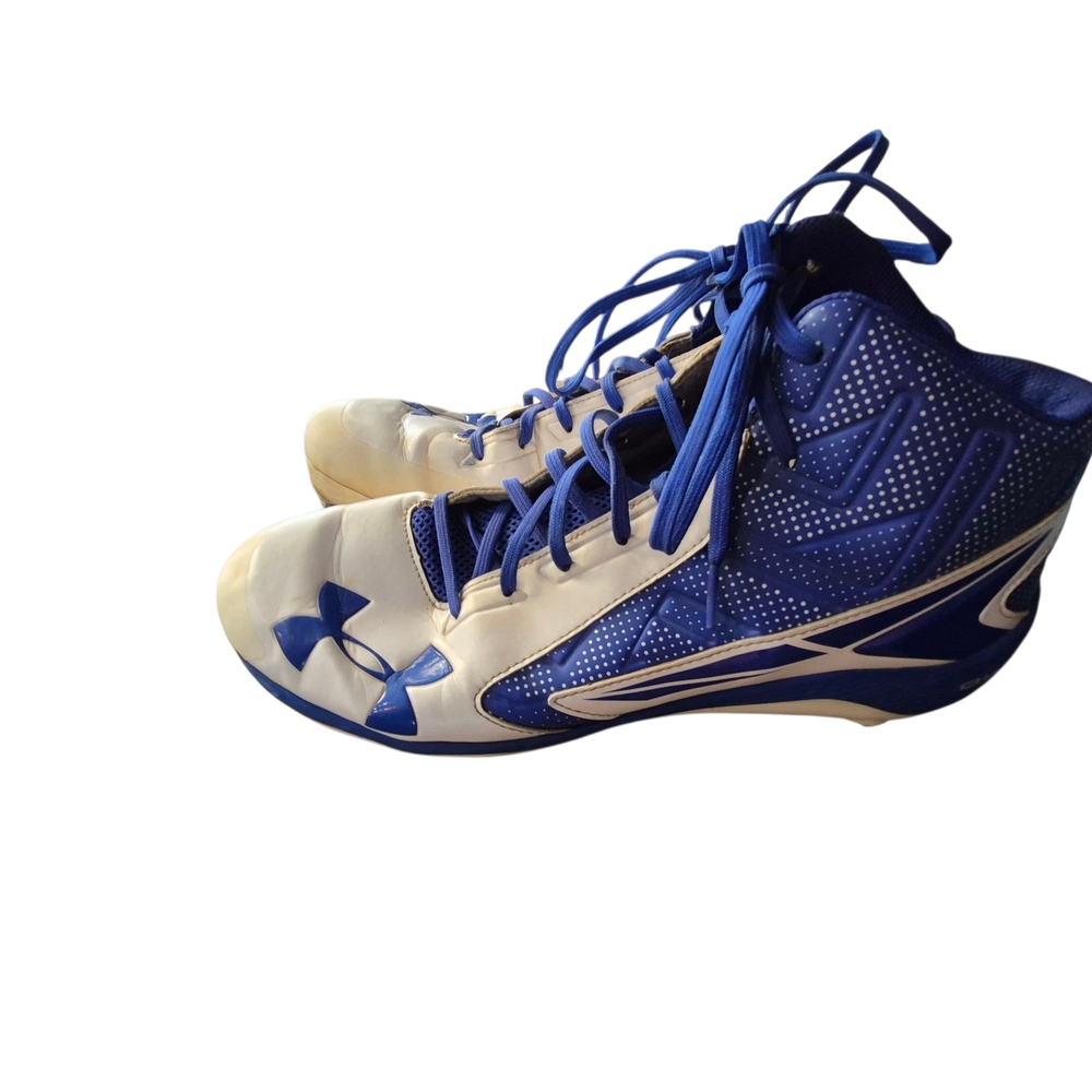 Under Armour Blue And White Cleats Baseball